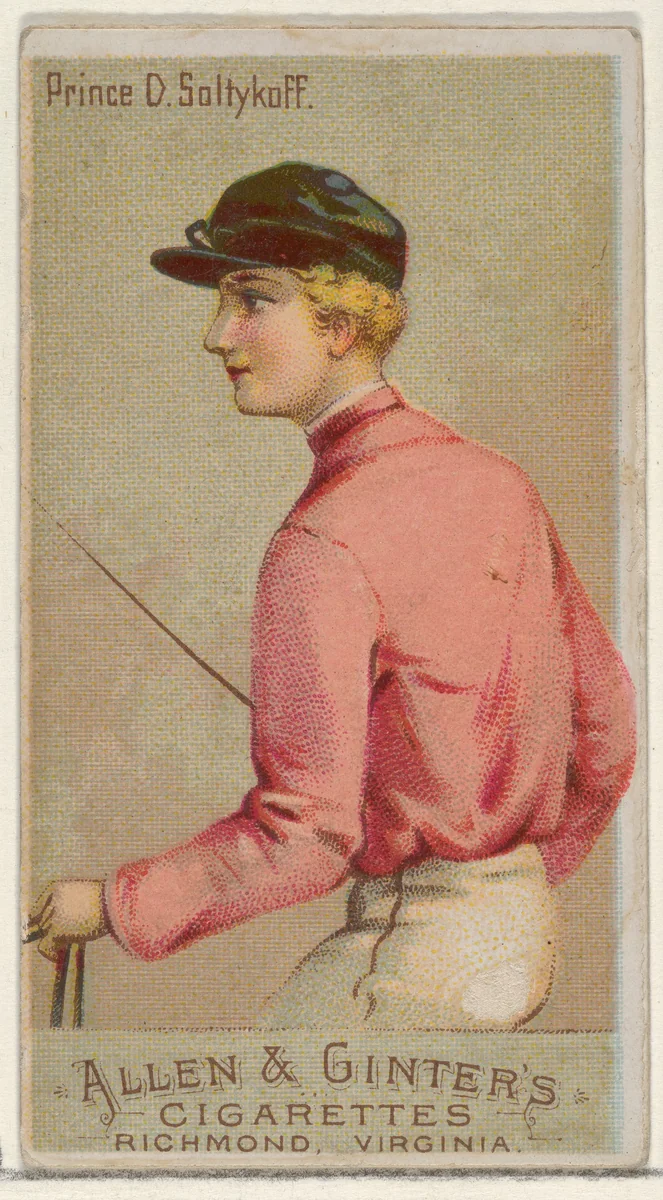 Prince D. Saltykoff, from the Racing Colors of the World series (N22a) for Allen & Ginter Cigarettes by Allen & Ginter, print, 1888