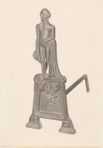 Andiron by Herman Bader, index of american design, 1939