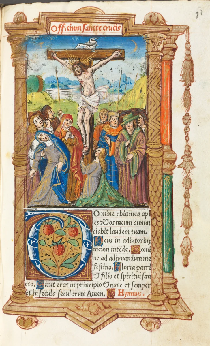 Printed Book of Hours (Use of Rome): fol. 55r, The Crucifixion by Guillaume Le Rouge, book, 1510