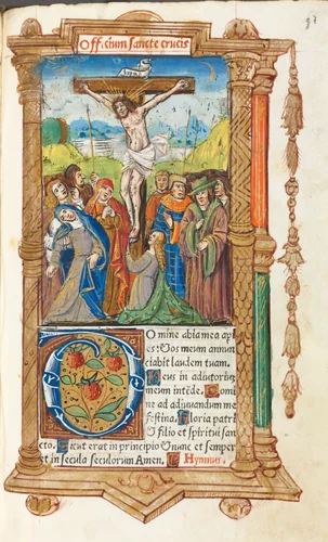 Printed Book of Hours (Use of Rome): fol. 55r, The Crucifixion by Guillaume Le Rouge, book, 1510