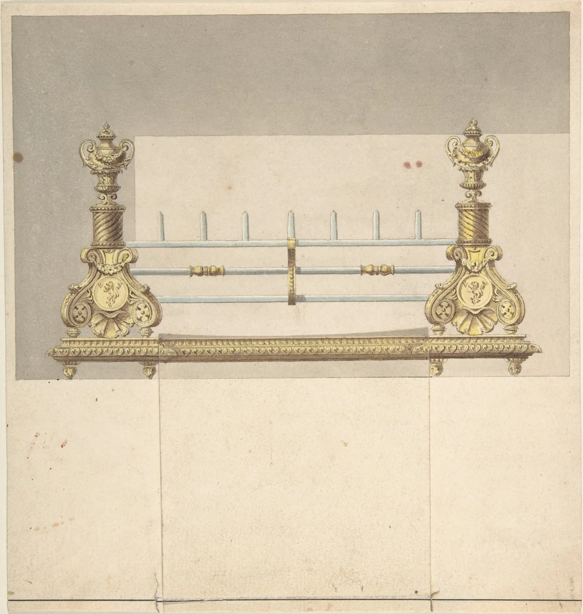 Design for Cast-iron Grate with Green Metal Surround by Benjamin Dean Wyatt, drawing, 1809-1819