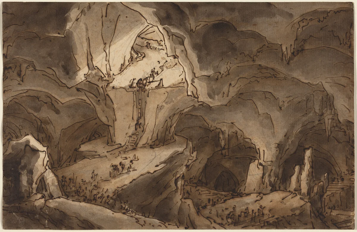 Entrance to the Bowels of the Earth by Antonio Basoli, drawing, 1839