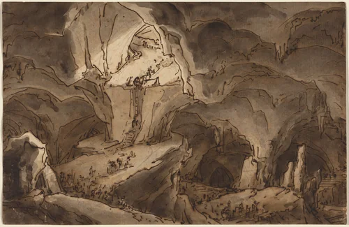 Entrance to the Bowels of the Earth by Antonio Basoli, drawing, 1839