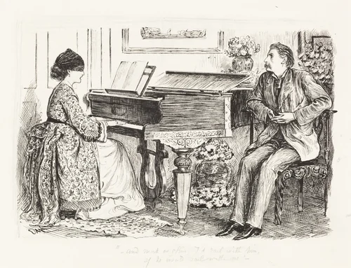 "--And mist or glim, I'd sail with him, if he would sail with me--" by George Du Maurier, drawing, 1865