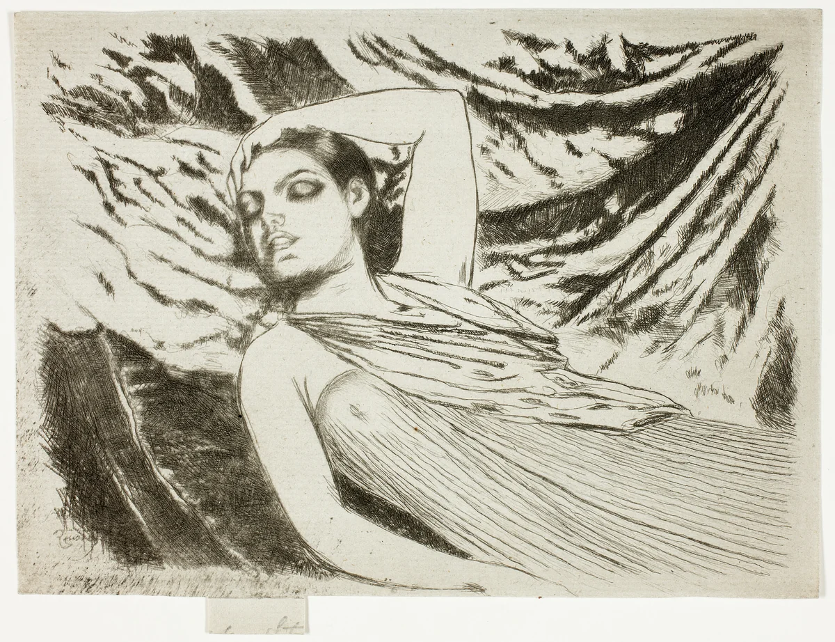 The Sleeping Model or The Sleeper by Theodore Roussel, print, 1890-1897