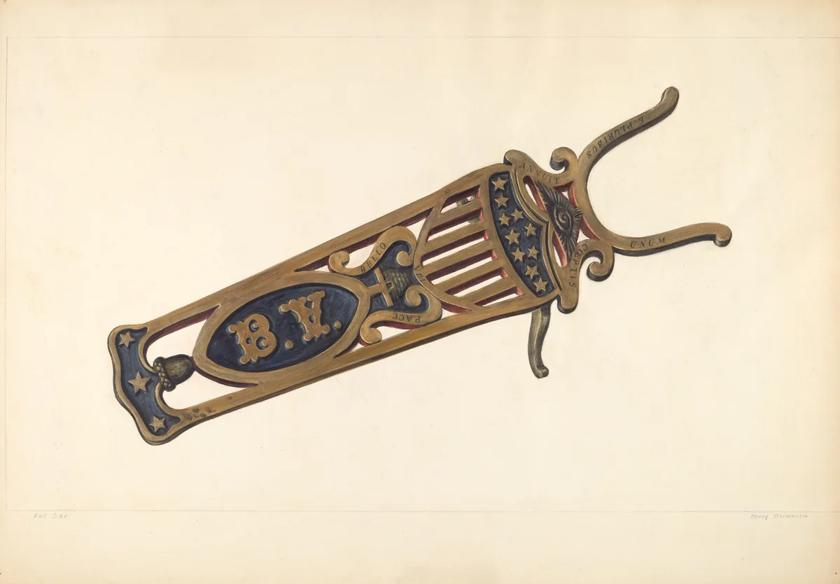 Brass Bootjack by Henry Rasmusen, index of american design, 1938