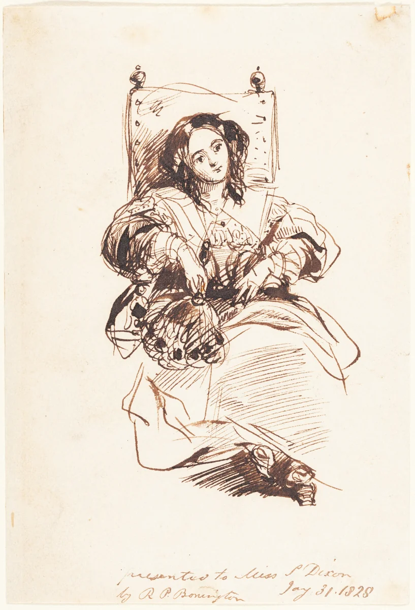 Sketch of a Woman by Richard Parkes Bonington, drawing, 1828