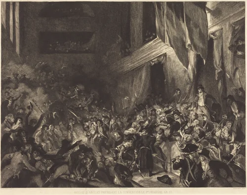 Boissy d'Anglas présidant la Convention le 1er Prairial An III by Félix Bracquemond; Eugène Delacroix, print, 1882
