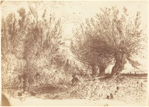 Banks of a River (Bords de Riviere) by Paul Huet, print, 1866