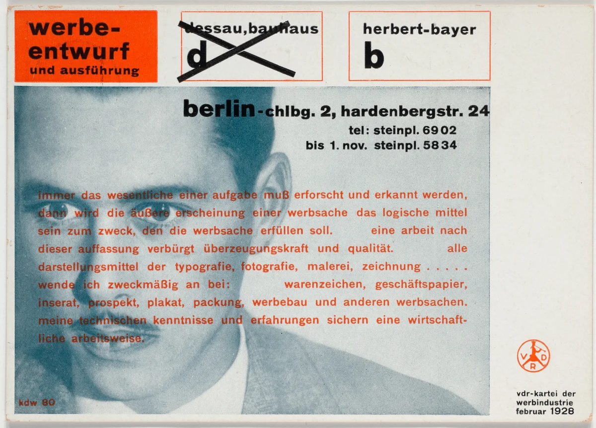 Werbe Entwurf und Ausführung by Herbert Bayer, design, 1928