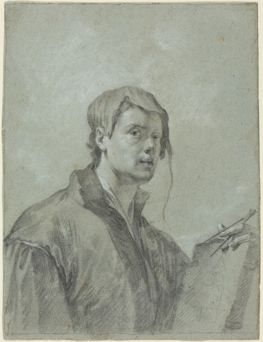 Self Portrait of Willem Drost by Willem Drost, drawing, 1600-1699