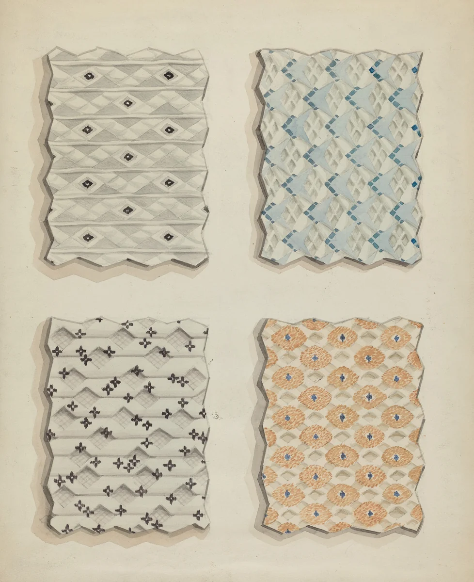 Fabric Swatches by Robert Stewart, index of american design, 1935-1942