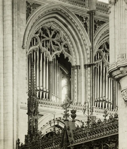 Ely Cathedral: Choir Triforium, North Side by Frederick Evans, photograph, 1886-1896