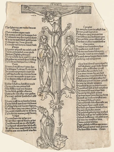 Christ on the Cross with Pope Pius II by German 15th Century, print, 1475