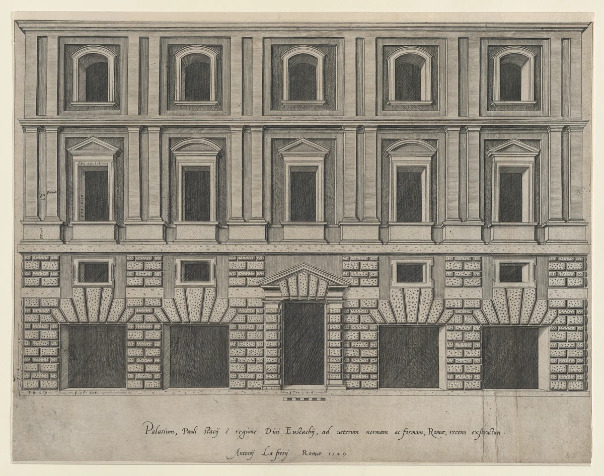 Stazzi Palace, from "Speculum Romanae Magnificentiae" by anonymous, print, 1549