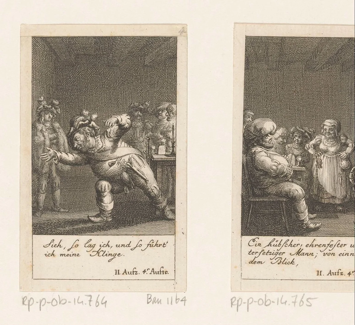 Falstaff liegt over de overval by Daniel Nikolaus Chodowiecki, print, 1785