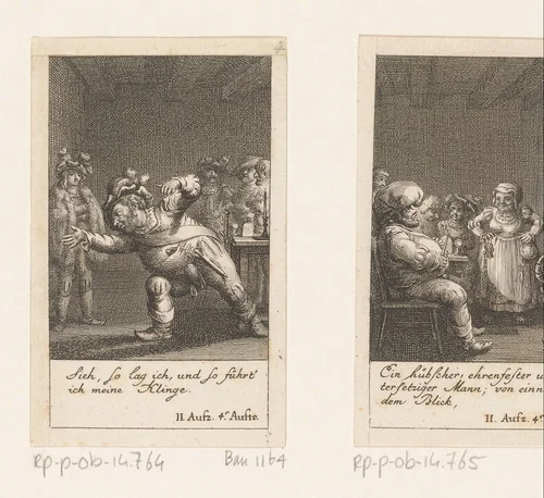 Falstaff liegt over de overval by Daniel Nikolaus Chodowiecki, print, 1785