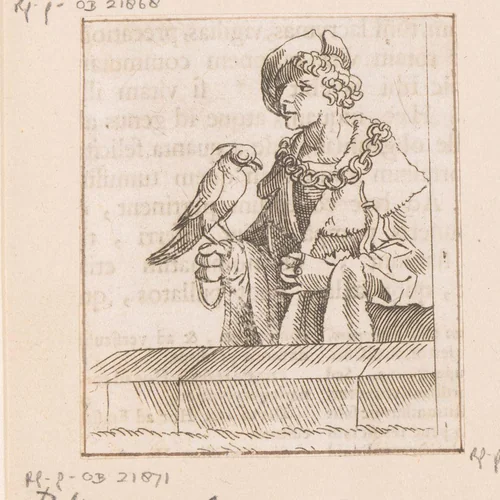 Edelman met een valk by Caspar Merian, print, 1516