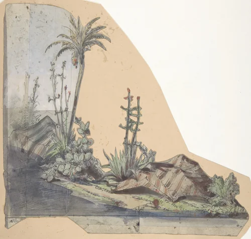 Design for a Stage Set at the Opéra, Paris by Eugène Cicéri, drawing, 1830-1890