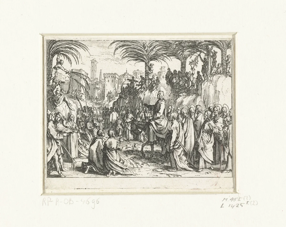 Intocht in Jerusalem by Jacques Callot, print, 1635