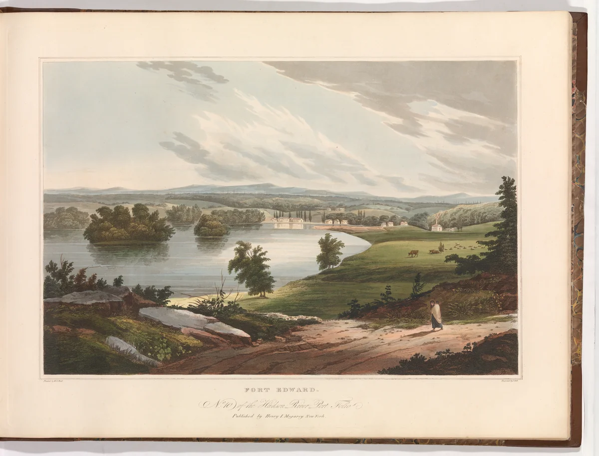 Fort Edward (No. 10 of The Hudson River Portfolio) by John Hill, print, 1822-1823