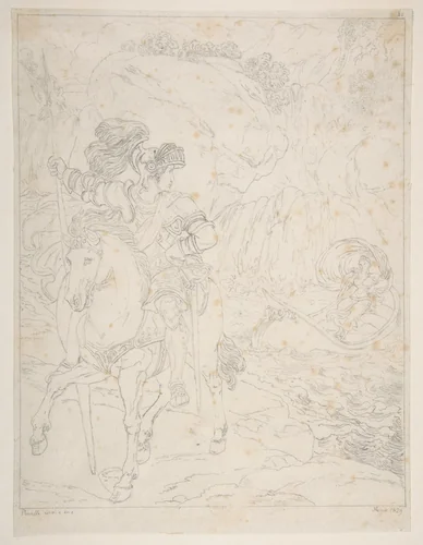 Romantic Subject by Bartolomeo Pinelli, drawing, 1781-1835