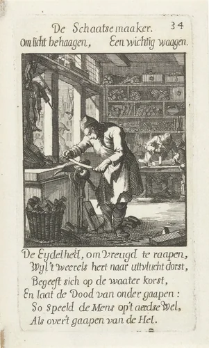 Schaatsenmaker by Jan Luyken, print, 1694