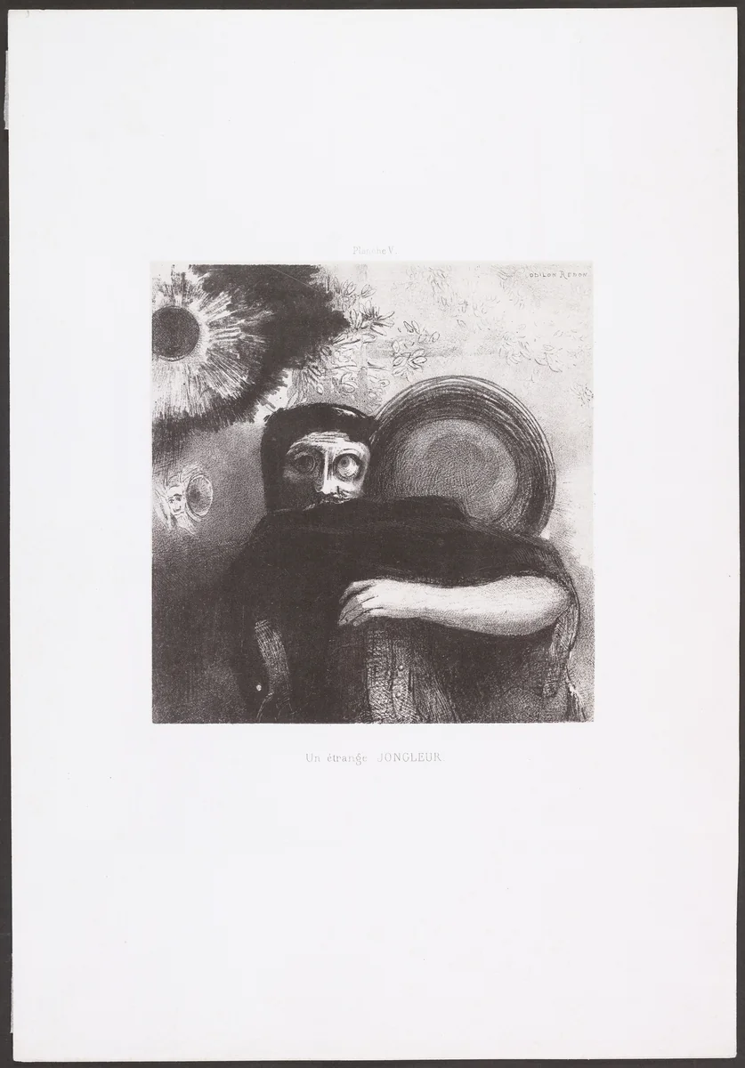 A Strange Juggler (Un Étrange jongleur) from Homage to Goya (Hommage à Goya) by Odilon Redon, print, 1885