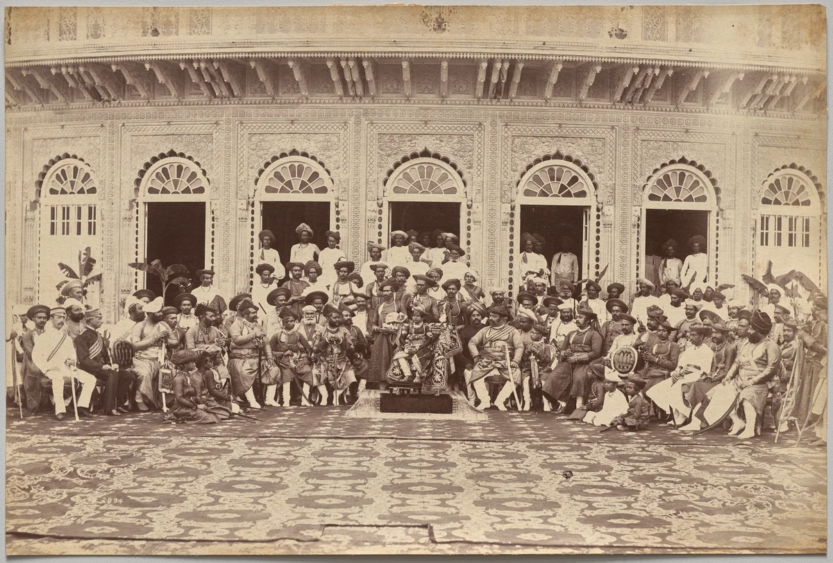 Maharaja of Scindia, nobles, and high officials, Gwalior by Raja Deen Dayal, photograph, 1877-1892