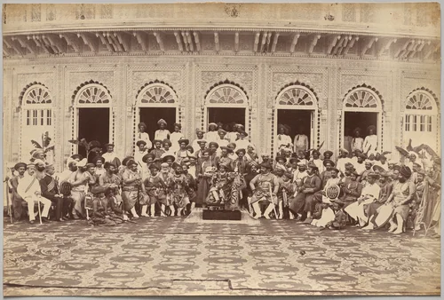 Maharaja of Scindia, nobles, and high officials, Gwalior by Raja Deen Dayal, photograph, 1877-1892