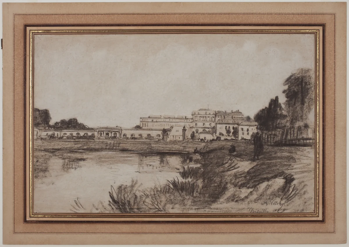View of Versailles by Antoine Vollon, drawing, 1850-1899