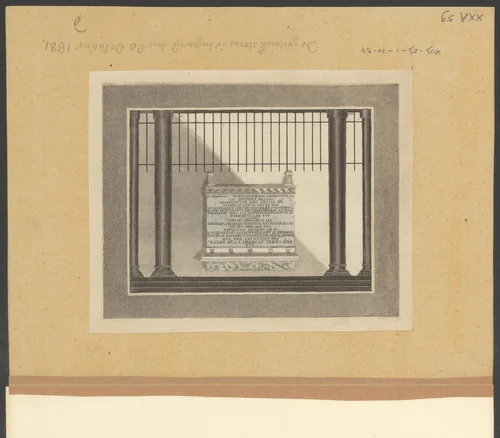 Monument ter ere van Jan Carel Josephus van Speyk in het Burgerweeshuis Amsterdam Speijk in het Burgerweeshuis Amsterdam by anonymous, print, 1825-1841