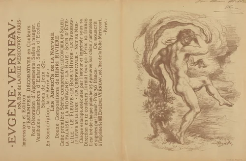 Dancing Nude and Advertisement for Eugène Verneau's "Estampes décoratives" [verso] by Louis Anquetin, print, 1897