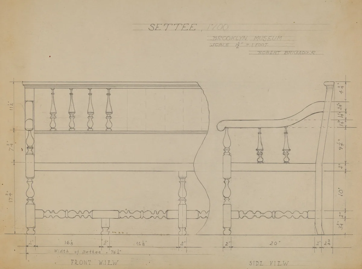 Settee by Robert Brigadier, index of american design, 1936