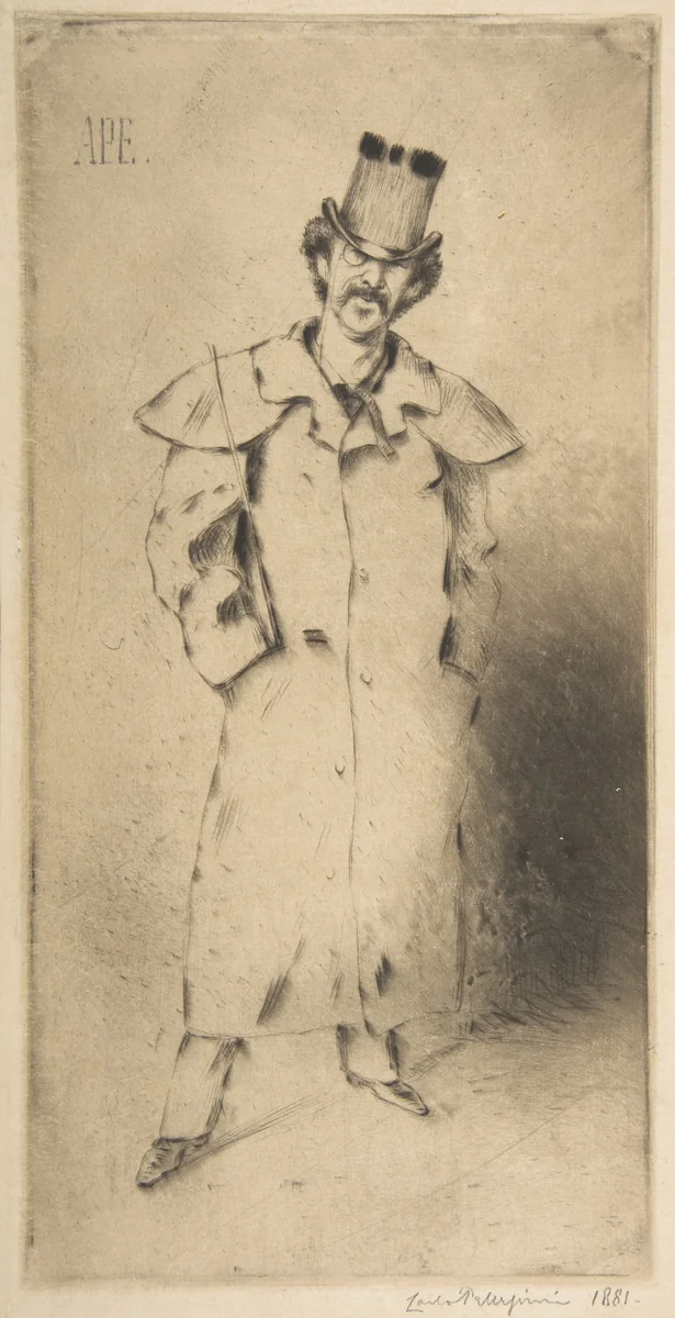 Portrait of Whistler by Carlo Pellegrini, print, 1881