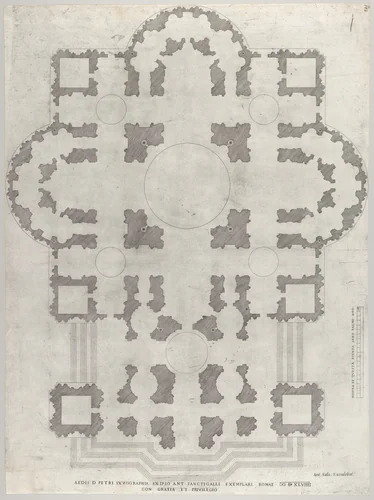 Plan of St. Peter's, from "Speculum Romanae Magnificentiae" by Antonio da Sangallo, print, 1549