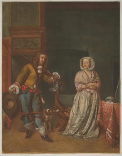 Huntsman Visiting a Lady by Carlo Lasinio, print, 1783-1786