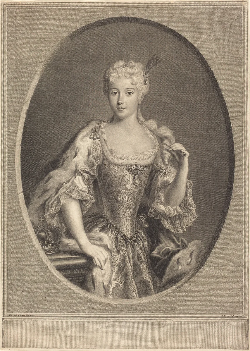 Maria Klementyna Sobieska by Pierre-Imbert Drevet, print, 1715-1725