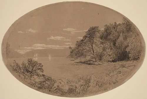 The Hudson at Nyack by John Henry Hill, drawing, 1858