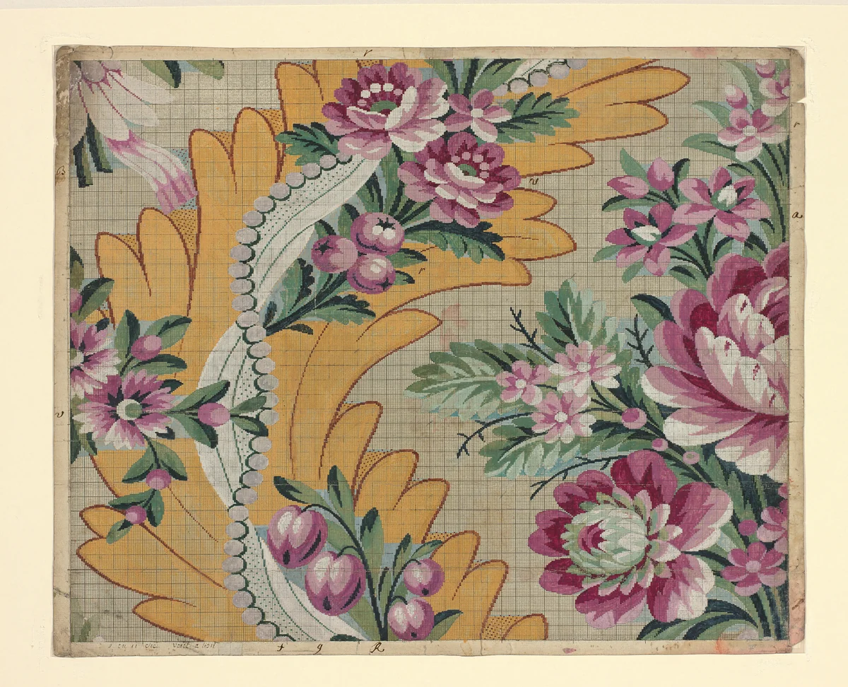 Mise-en-carte (Point-paper) by Germain Frères, textile, 1787