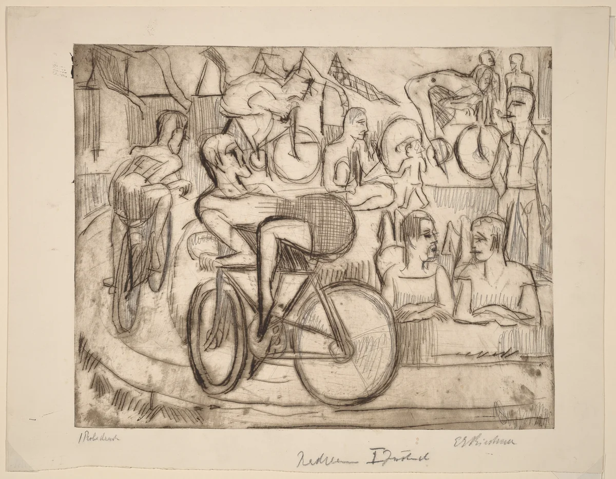 Cycle Race by Ernst Ludwig Kirchner, print, 1926