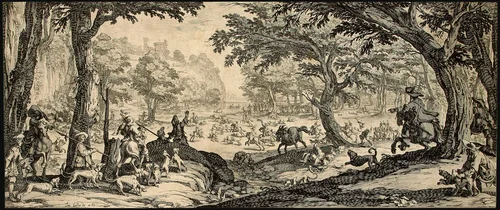 The Stag Hunt by Jacques Callot, print, 1619
