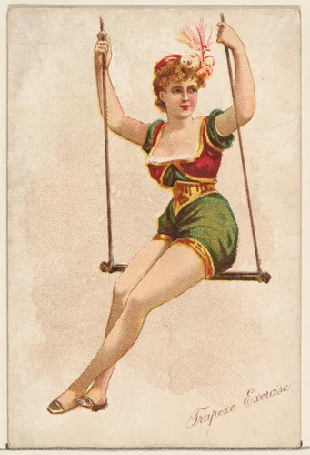 Trapeze Exercise, from the Pretty Athletes series (N196) issued by Wm. S. Kimball & Co. by William S. Kimball & Company, print, 1889