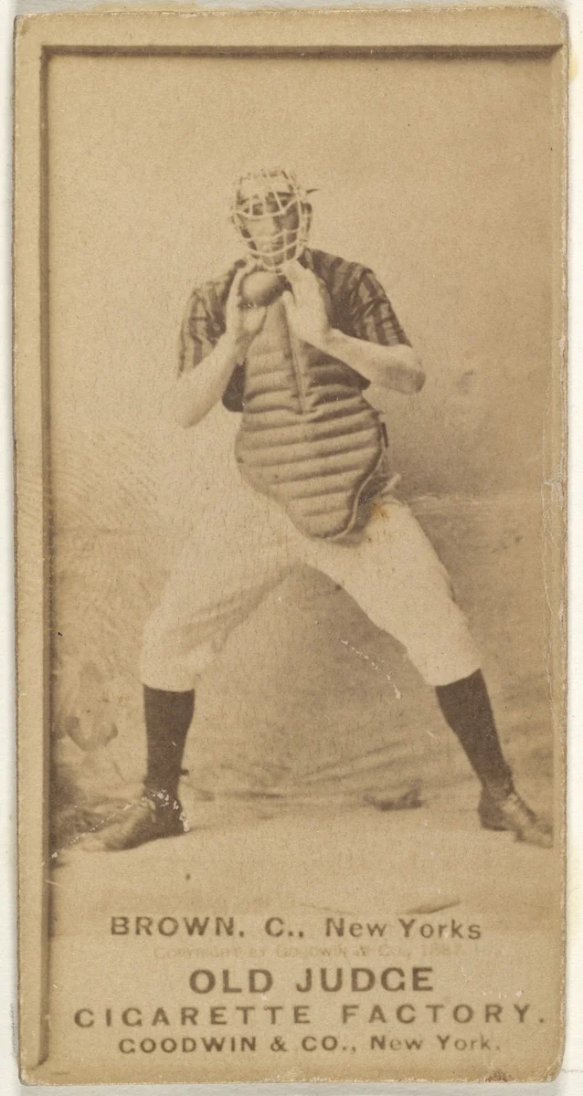William "California" Brown, Catcher, New York, from the Old Judge series (N172) for Old Judge Cigarettes by Goodwin & Company, photograph, 1887-1890