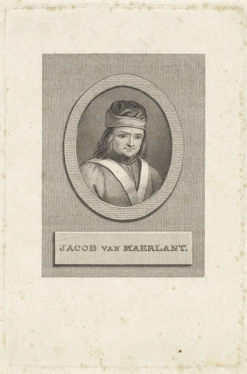 Portret van de dichter Jacob van Maerlant by Philippus Velijn, print, 1797-1836