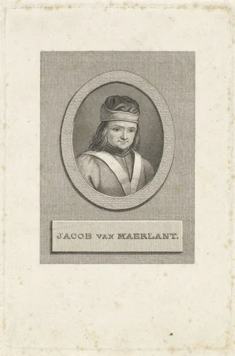 Portret van de dichter Jacob van Maerlant by Philippus Velijn, print, 1797-1836