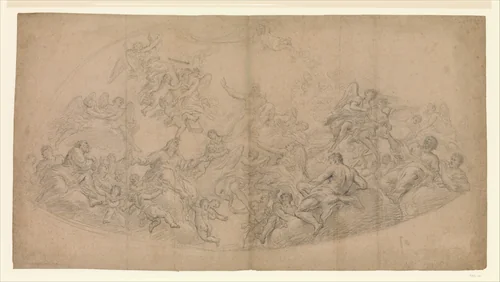 Exaltation of the Holy Cross by Antonio Puglieschi, drawing, 1700