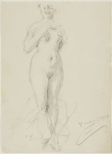 Standing Female Nude by Anders Zorn, drawing, 1904