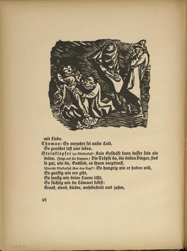 Group of Several Figures (Gruppe aus mehreren Figuren) (in-text plate, page 42) from Der Findling (The Foundling) by Ernst Barlach, illustrated book, 1922