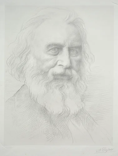 Portrait of Henry Wadsworth Longfellow (2nd Plate) by Alphonse Legros, print, 1911